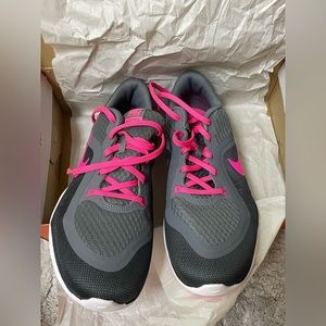 Nike W Wmns Flex Trainer 6, COOL GREY/PINK BLAST-DARK GREY-ANTHRACITE, 10 US